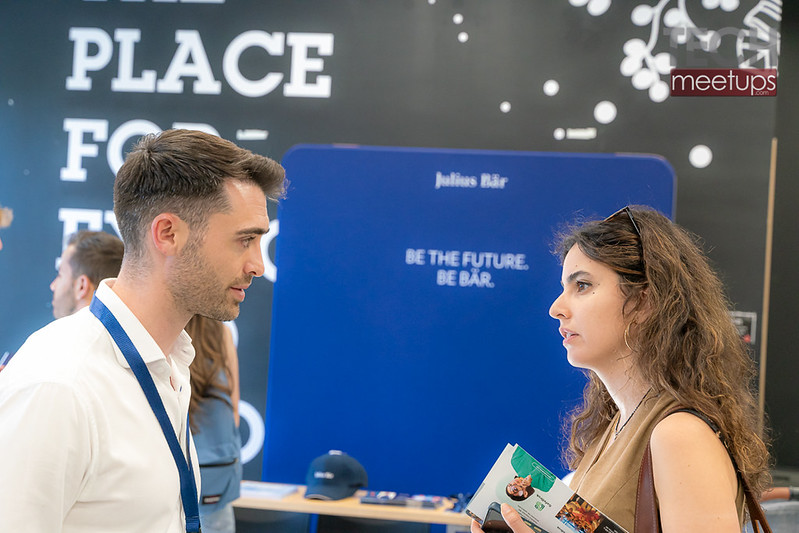 Networking conversation at a TechMeetups event